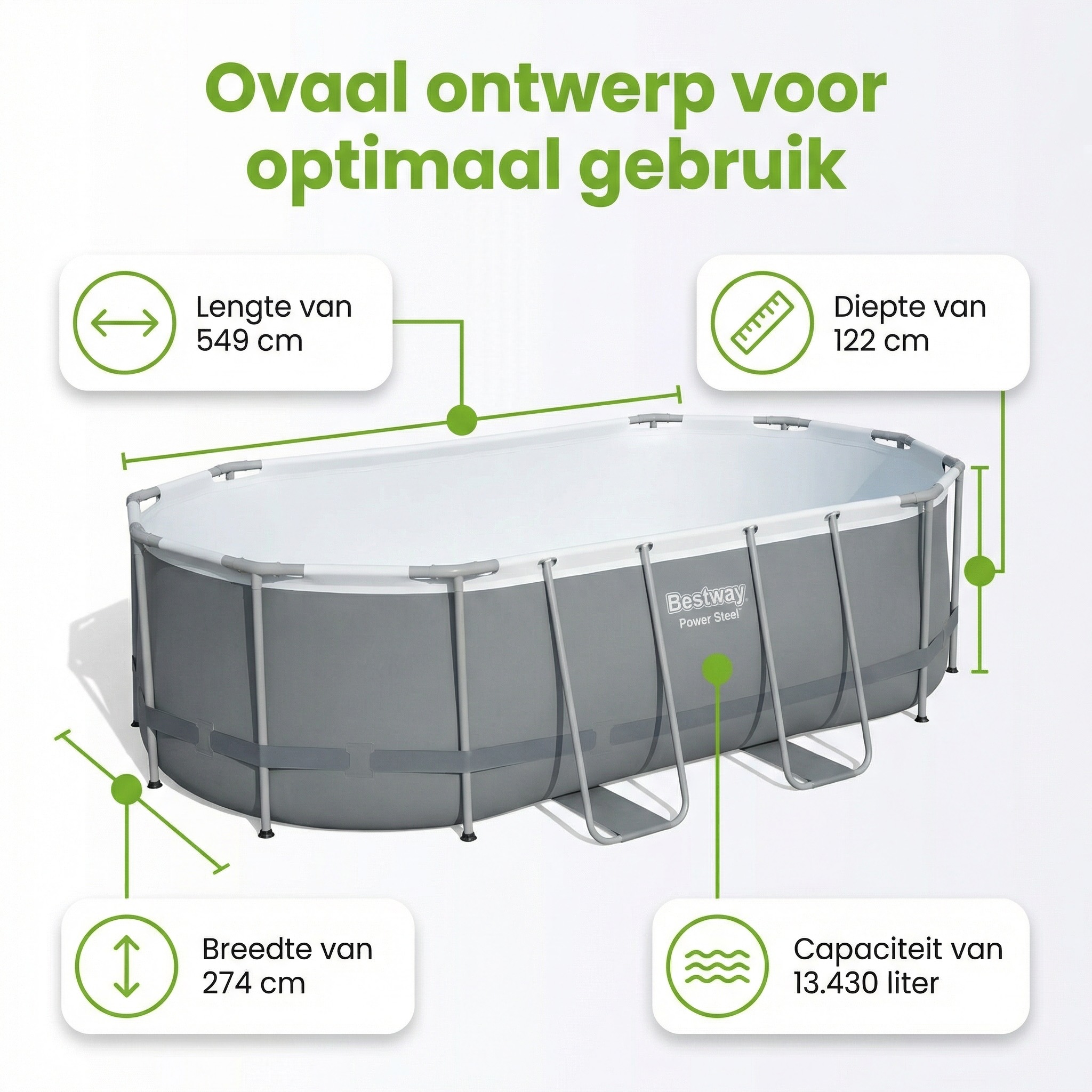 Bestway power steel 549x274x122cm zwembad – 5-delig