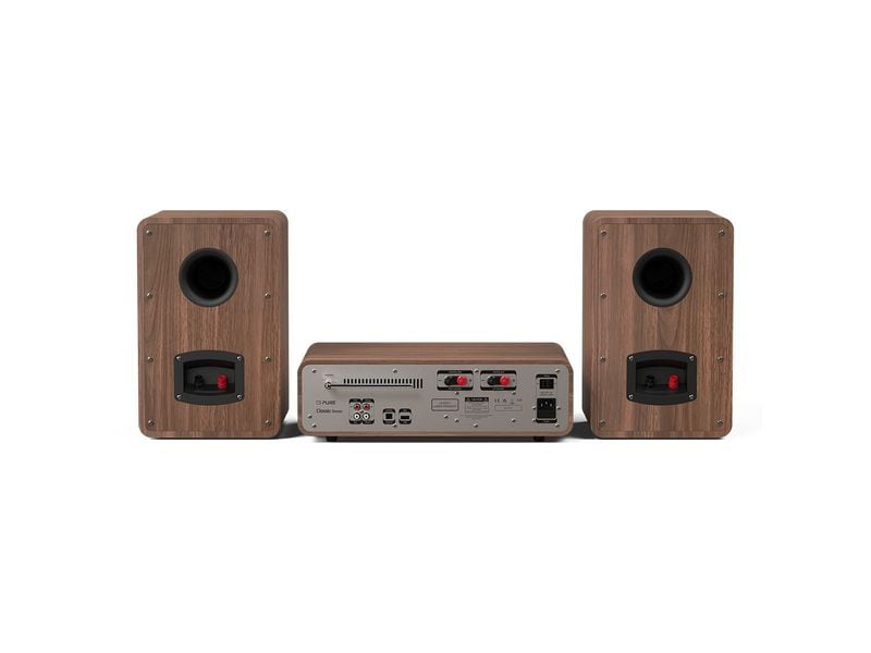 Pure Micro-HiFi Anlage Classic Stereo Schwarz/Walnuss Kräftige Stereo-Anlage mit 2 Lautsprechern