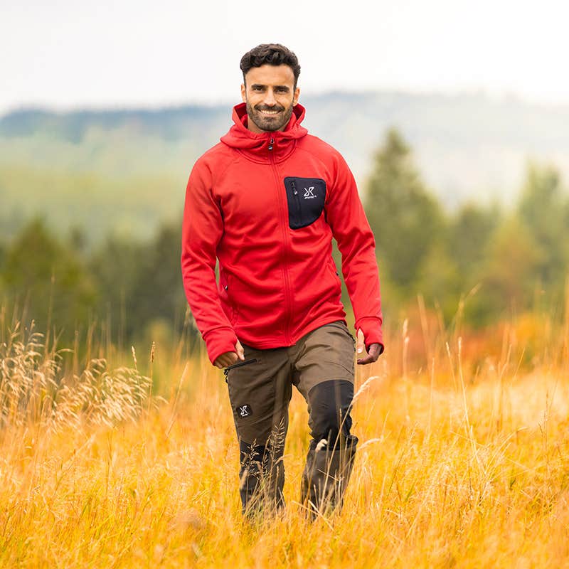 Evolution Stretch Fleece Hoodie Herre Mars Red