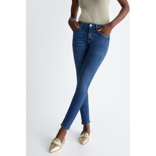 Liu Jo - Vaqueros pitillo Bottom Up de talle alto Negro