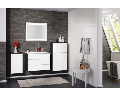 Wastafelmeubel FACKELMANN Style 80 cm wit antraciet gemonteerd 80953