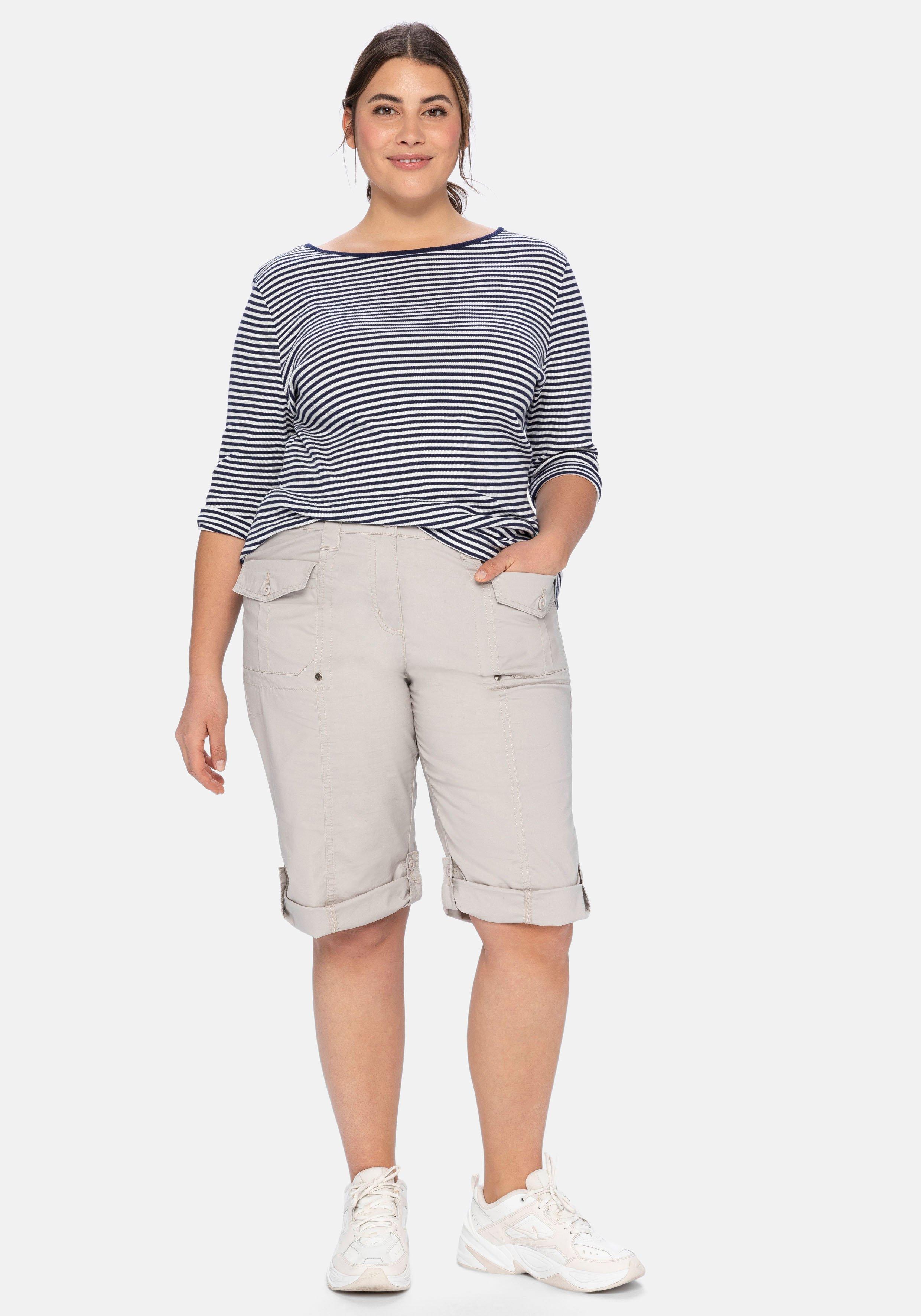 Stretch-Bermudas mit aufgesetzten Taschen und Patten