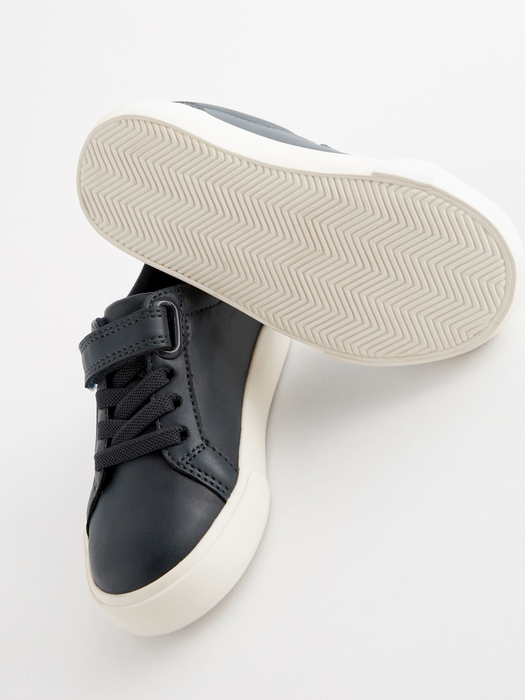 Marineblauw - Sneakers met klittenbandsluiting en elastische veters