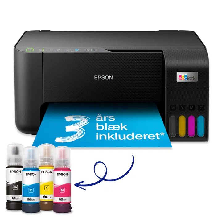 Epson EcoTank ET-2810 - Multifunktionsprinter - farve - blækprinter - ITS - A4 (medie) - op til 10 spm (udskriver) - 100 ark - USB, Wi-Fi - sort