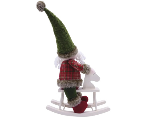 Decoratief figuur Lafiora Santa schommelpaard H 44 cm