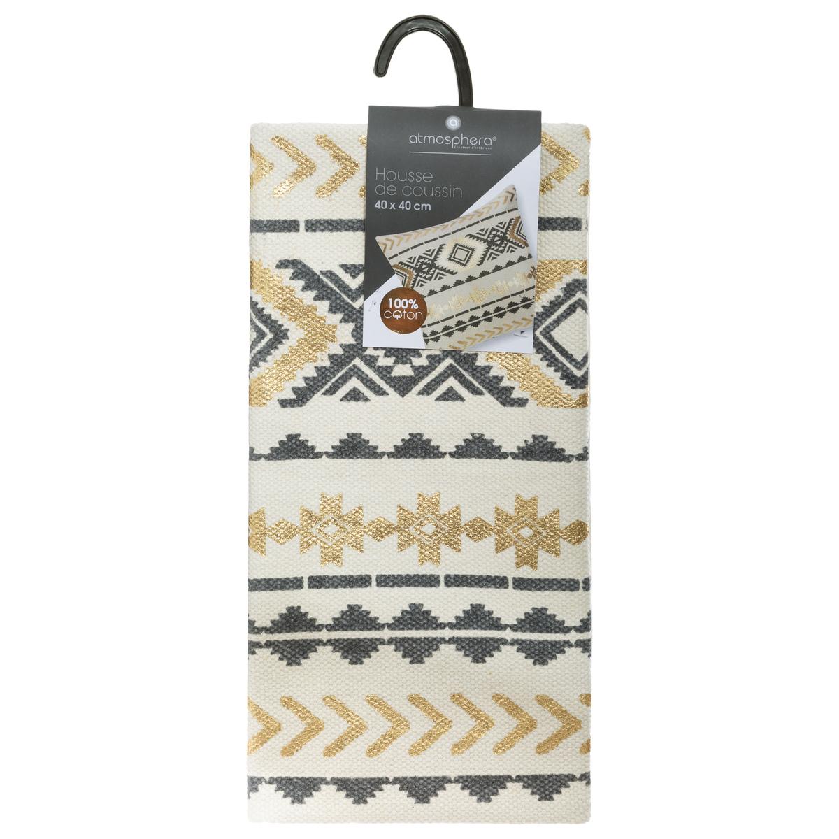 HOUSSE DE COUSSIN ETNIK GOLD GRIS 40X40CM