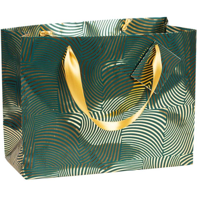 Premium sac shopping géo or/vert 32x13x24,5 cm - Vert