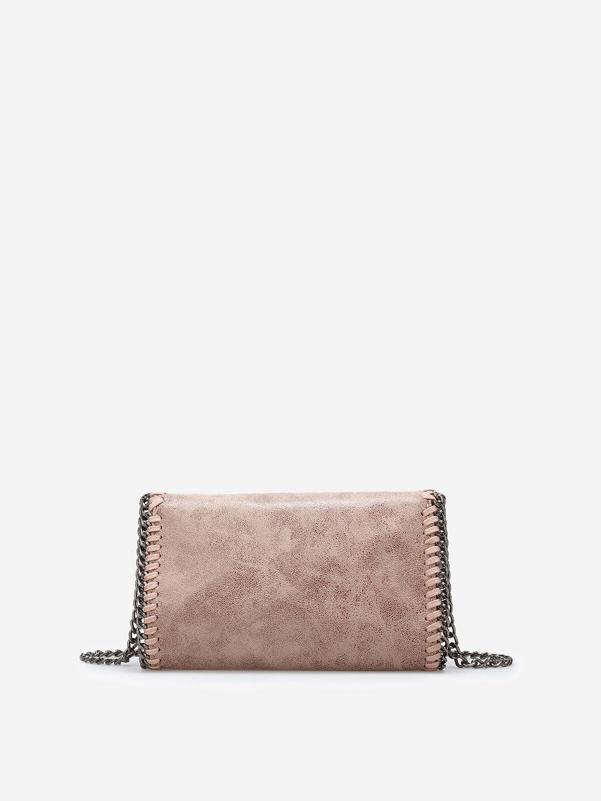 Pochette texturée à maillons- Taupe