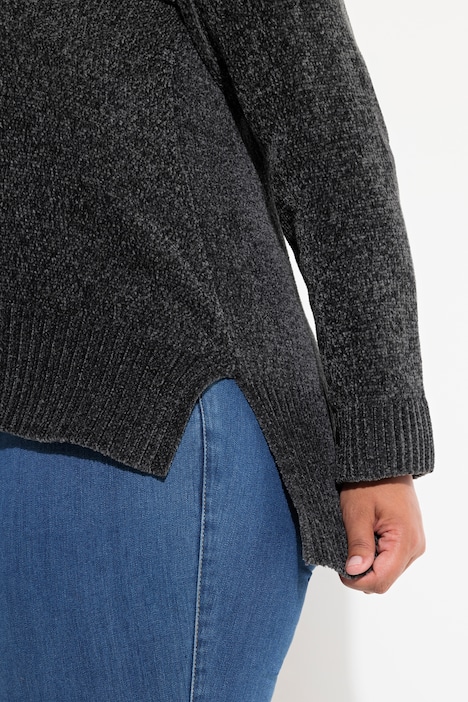 Chenille-Hoodie, Kapuze, Kordel, Langarm