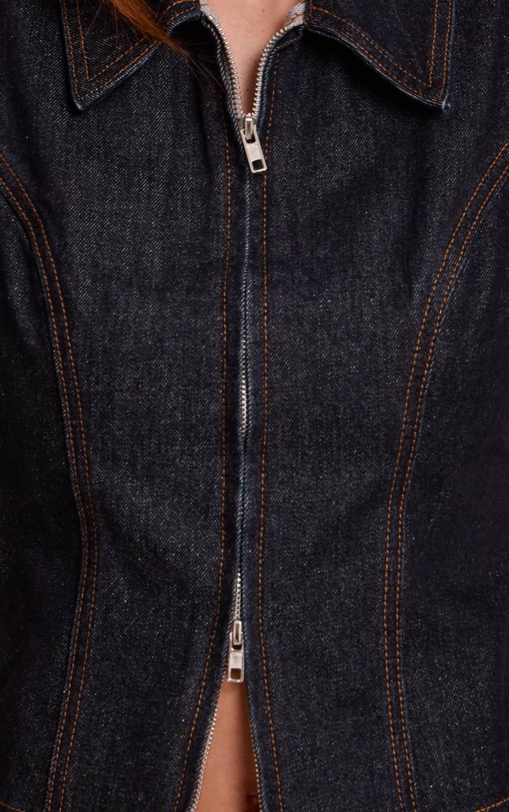 Bleu Indigo Gilet En Jean Brut À Fermeture Éclair