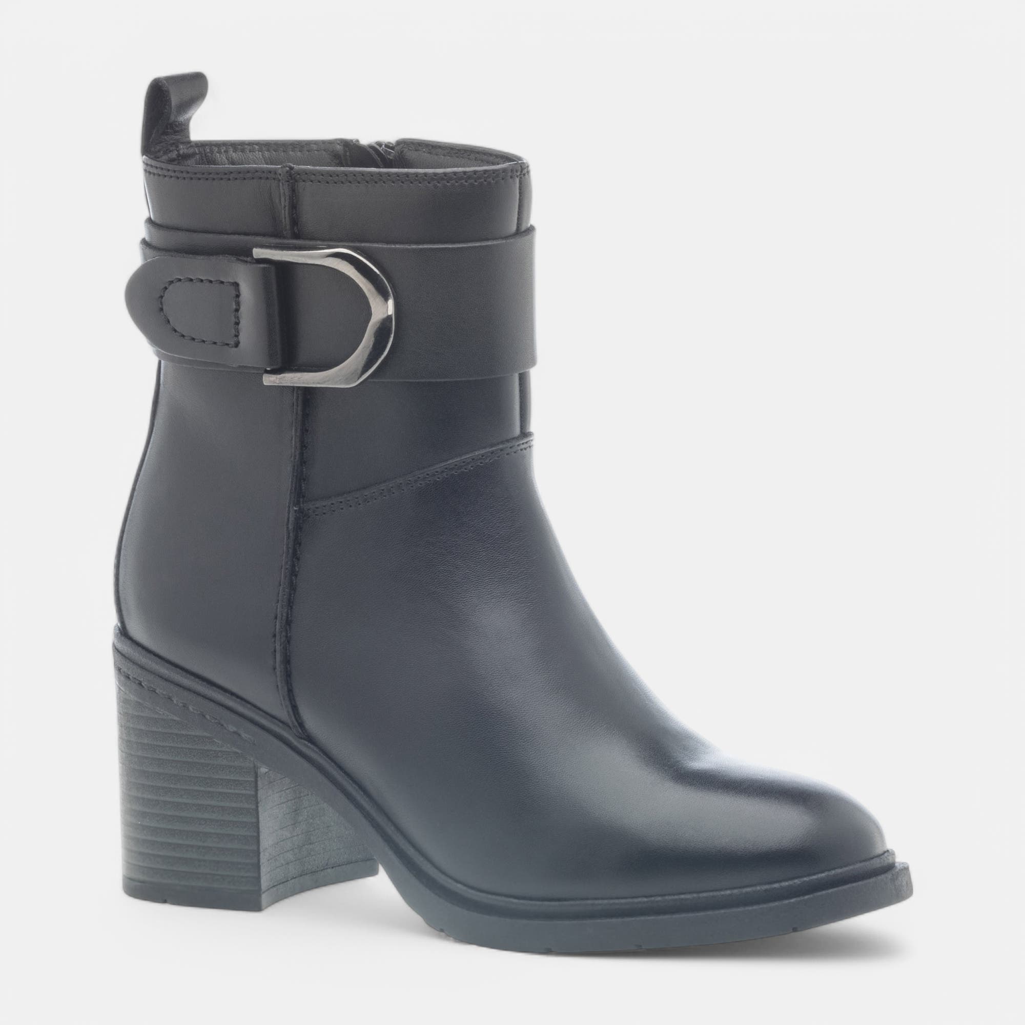 Bottines à talon Femme en cuir noir