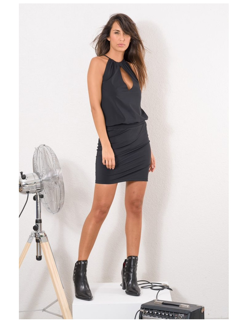 HBT ROBE BI-MATIÈRE NANCY ROCK BLACK