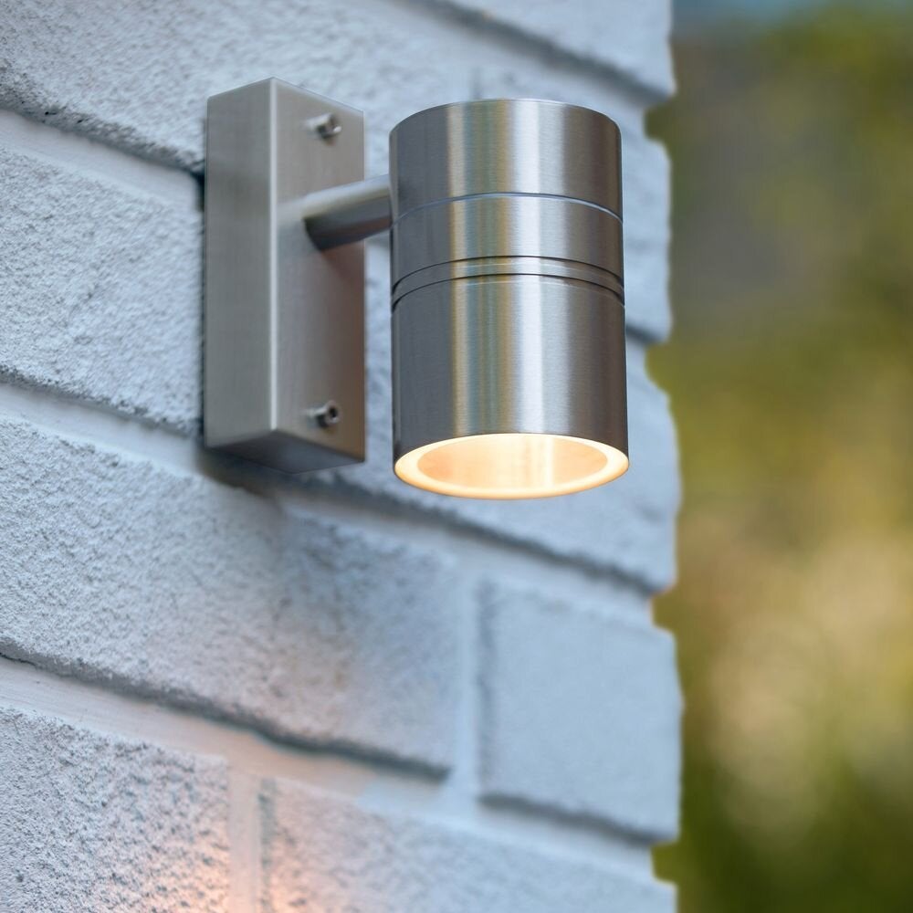 LED-buitenwandlamp Arne met één lamp, mat chroom, GU10, 5W