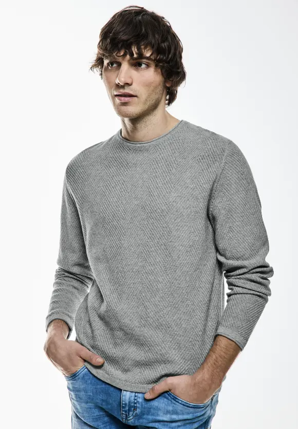 Strick Struktur Pullover - cloud grey melange