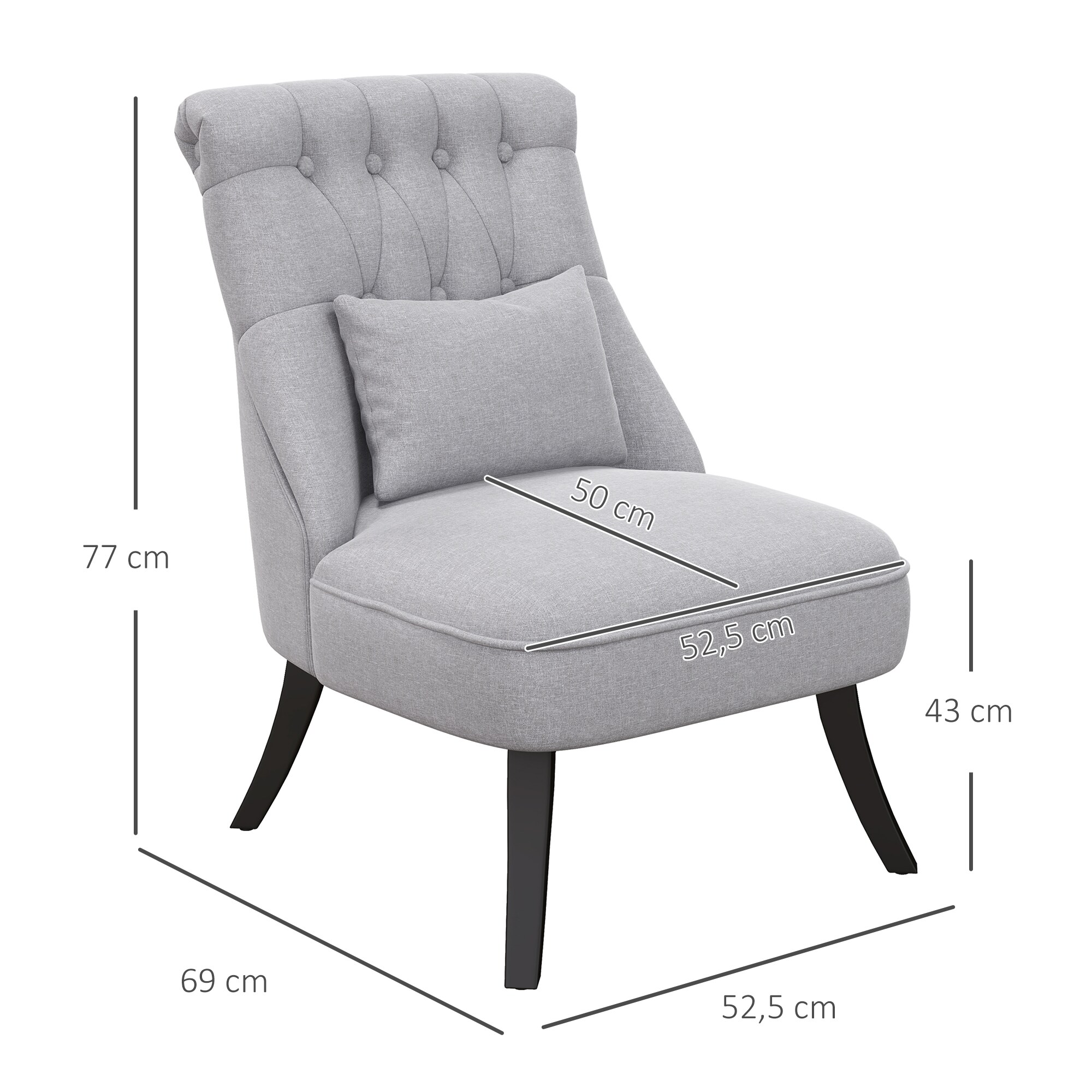 HOMCOM Relaxsessel mit Rückenkissen 52,5 x 69 x 77 cm (BxTxH)
