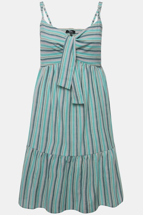 Midikleid, Streifen, A-Linie, V-Ausschnitt, ärmellos