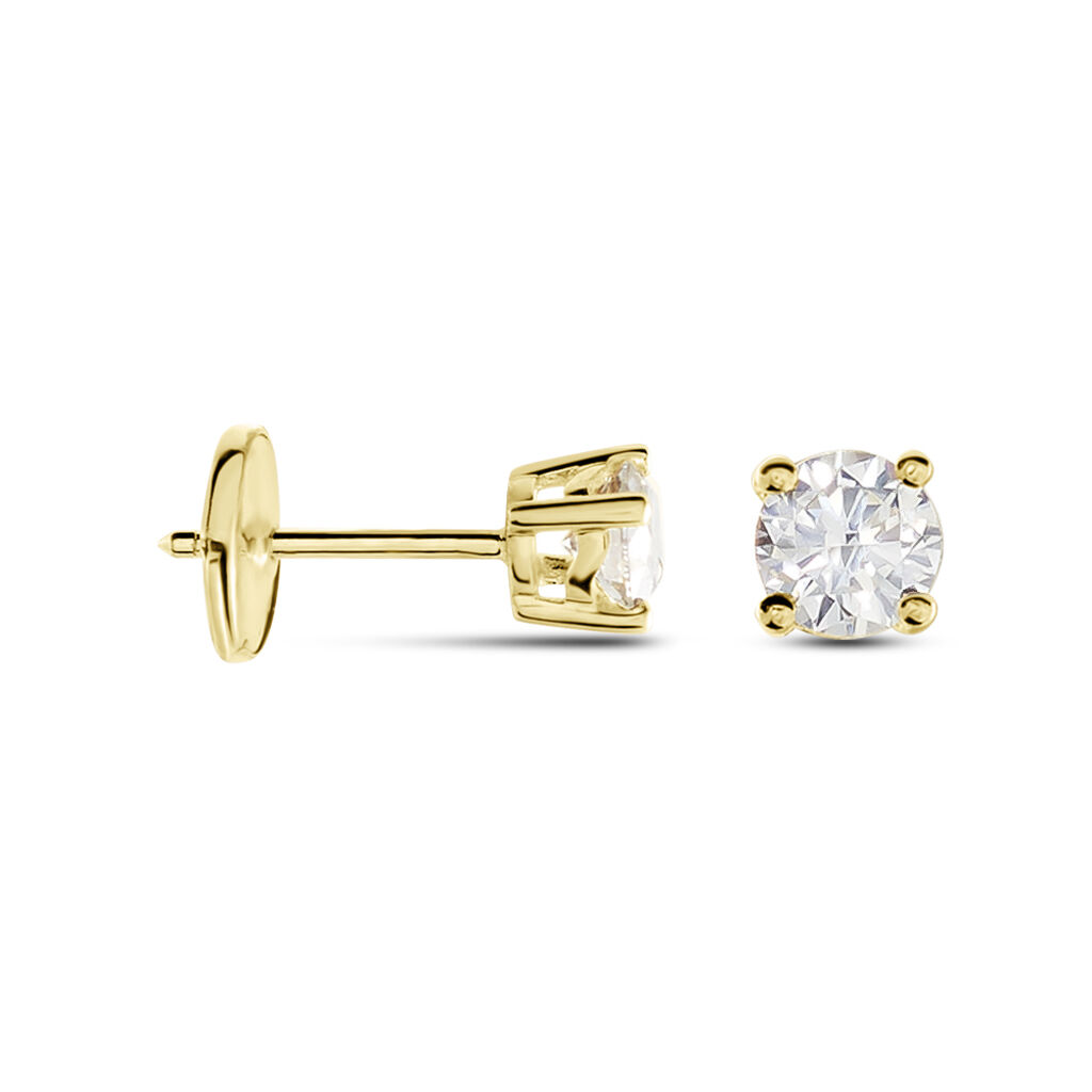 Boucles D'oreilles Puces Or Jaune Victoria Diamants