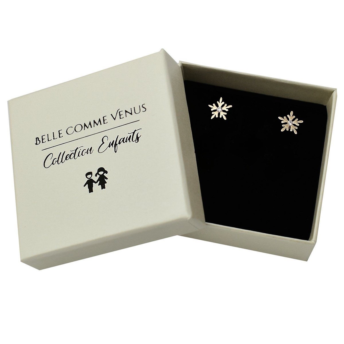 Boucles d'oreilles flocon de neige oxyde de zirconium Plaqué OR 750 3 microns