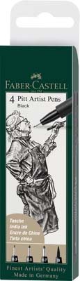 Faber Castell Black Pitt Pen Wallet Of 4