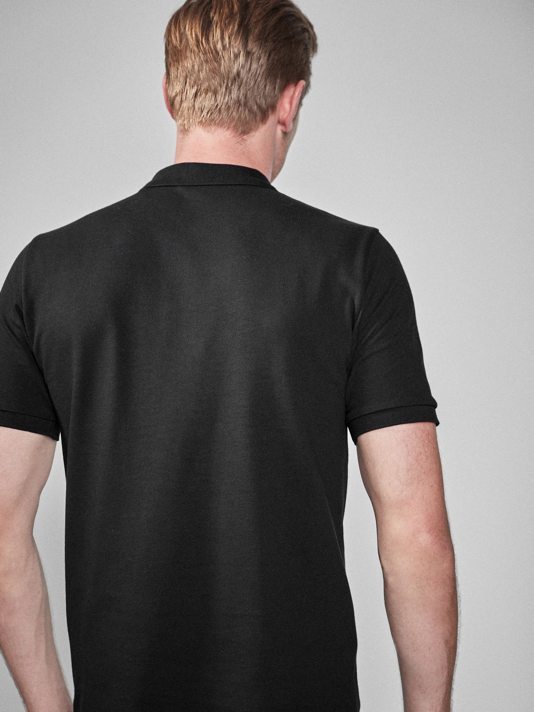 Zwart - Slim Fit - Long-Sleeve Pique Polo Shirt