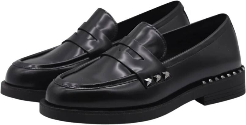 Ash Zwarte platte schoenen met Rockstud-versiering Black Dames