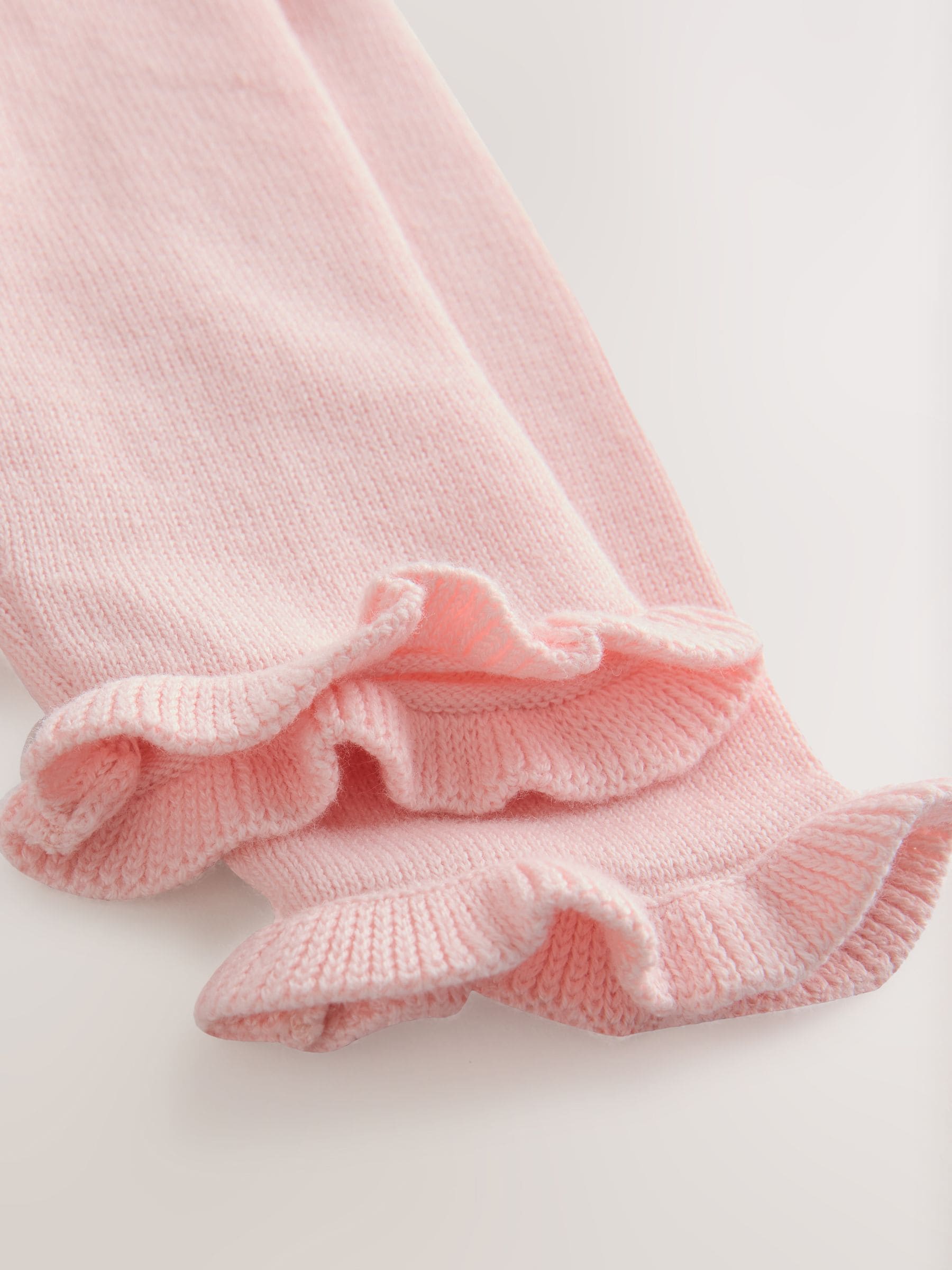 Roze met konijnen - Gebreide tweedelige babyjurk (0mnd-2jr)