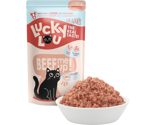 LuckyLou natvoer voor katten, gevogelte & rundvlees, 125 g