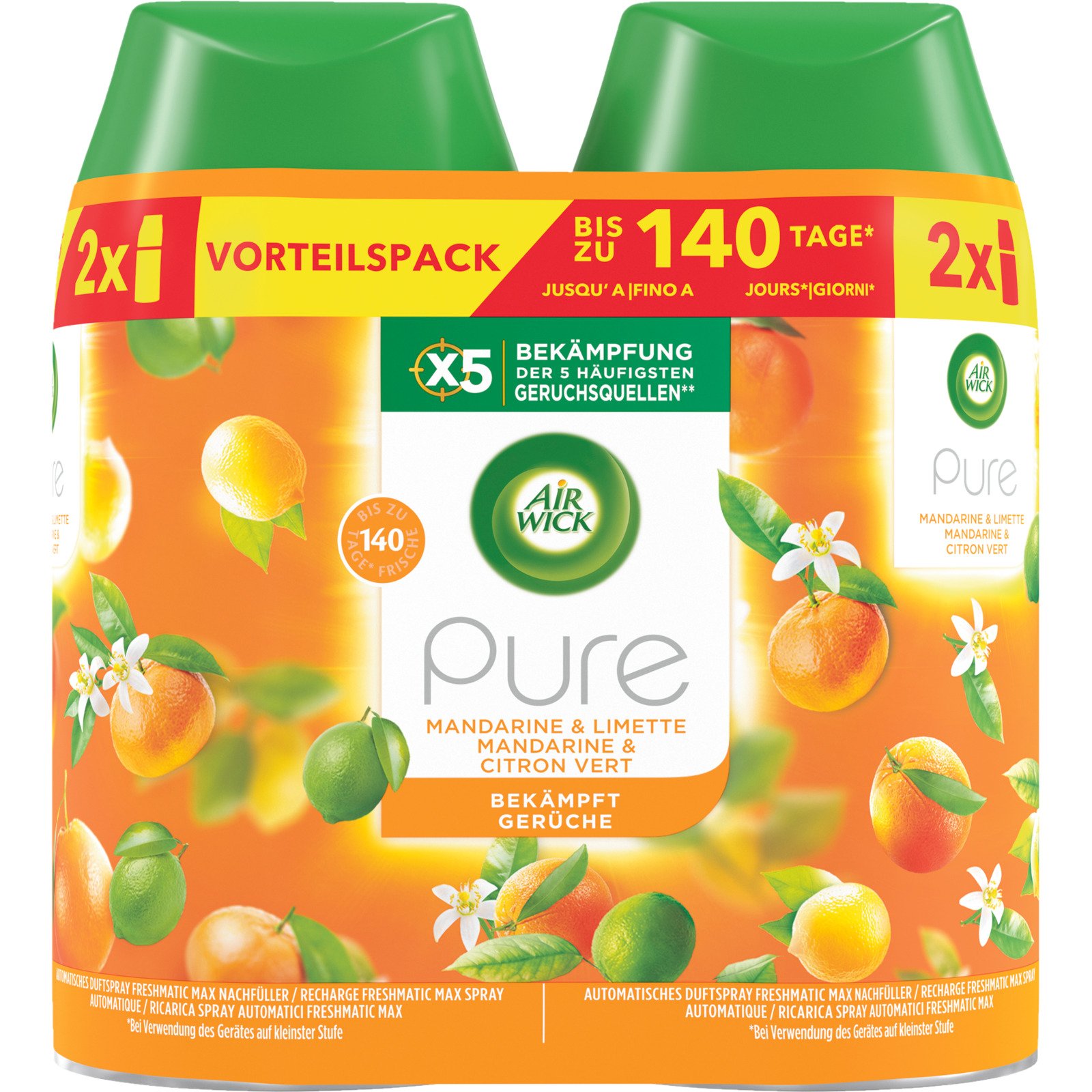 Air Wick Pure Automatisches Duftspray Freshmatic Max Nachfüller Mandarine & Limette 2 x 250 ml