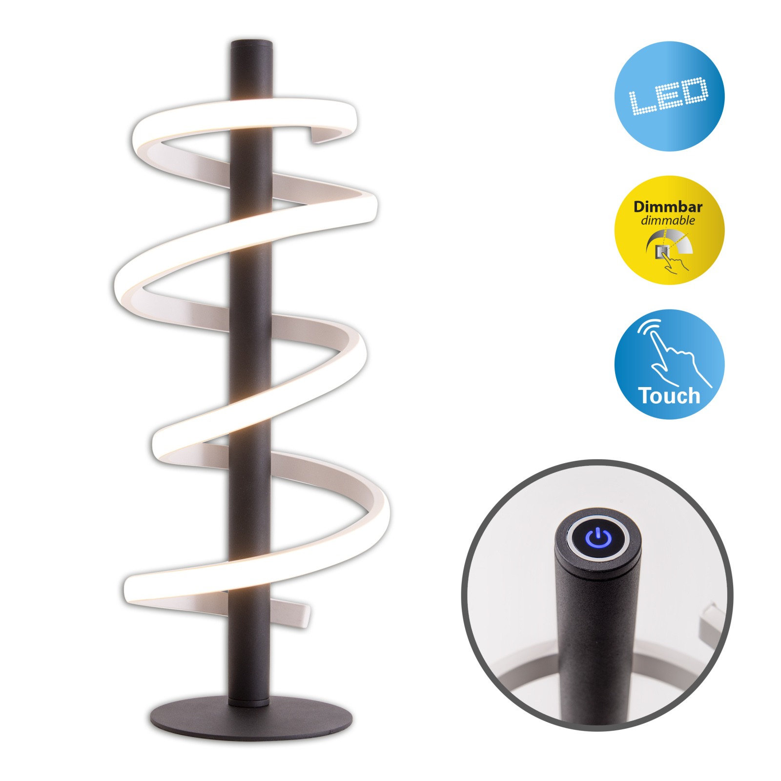 LED-Tischleuchte BELLEZA - schwarz-weiß - dimmbar
