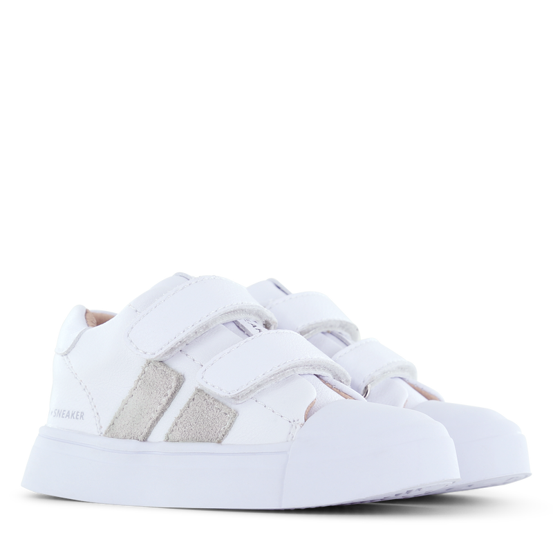 Shoesme weißer Sneaker mit grauen Streifen