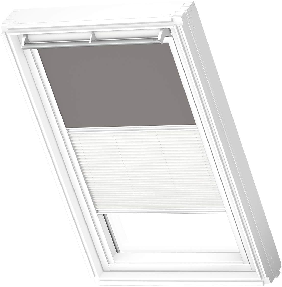 VELUX Original Dachfenster Duo Verdunkelungsrollo für FK06, Grau, mit weißer Führungsschiene