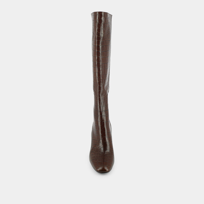 Bottes à talon  en croco marron
