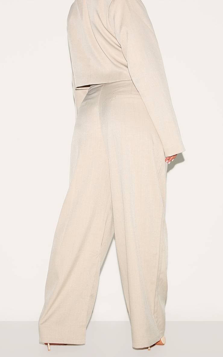 Gris Clair Pantalon Large Tailleur Tissé Grande Taille Coordonné