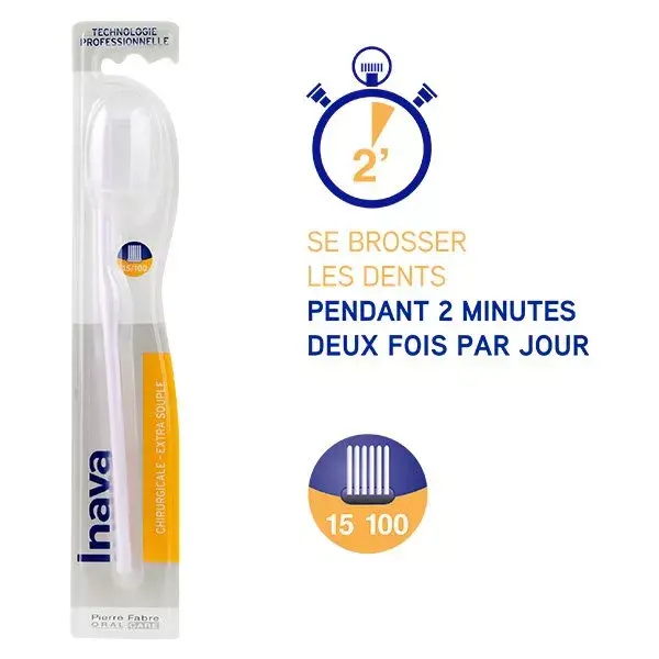 Escova de dentes cirúrgica Inava 15 100, pacote com 2 unidades.