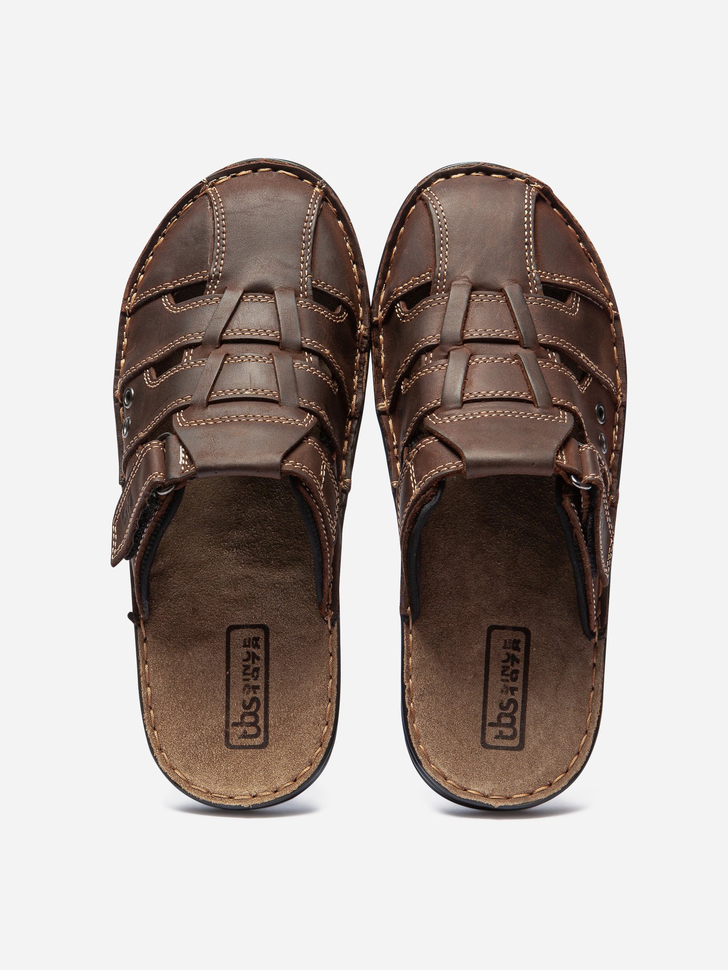 Mules Homme Dessus Cuir Marron