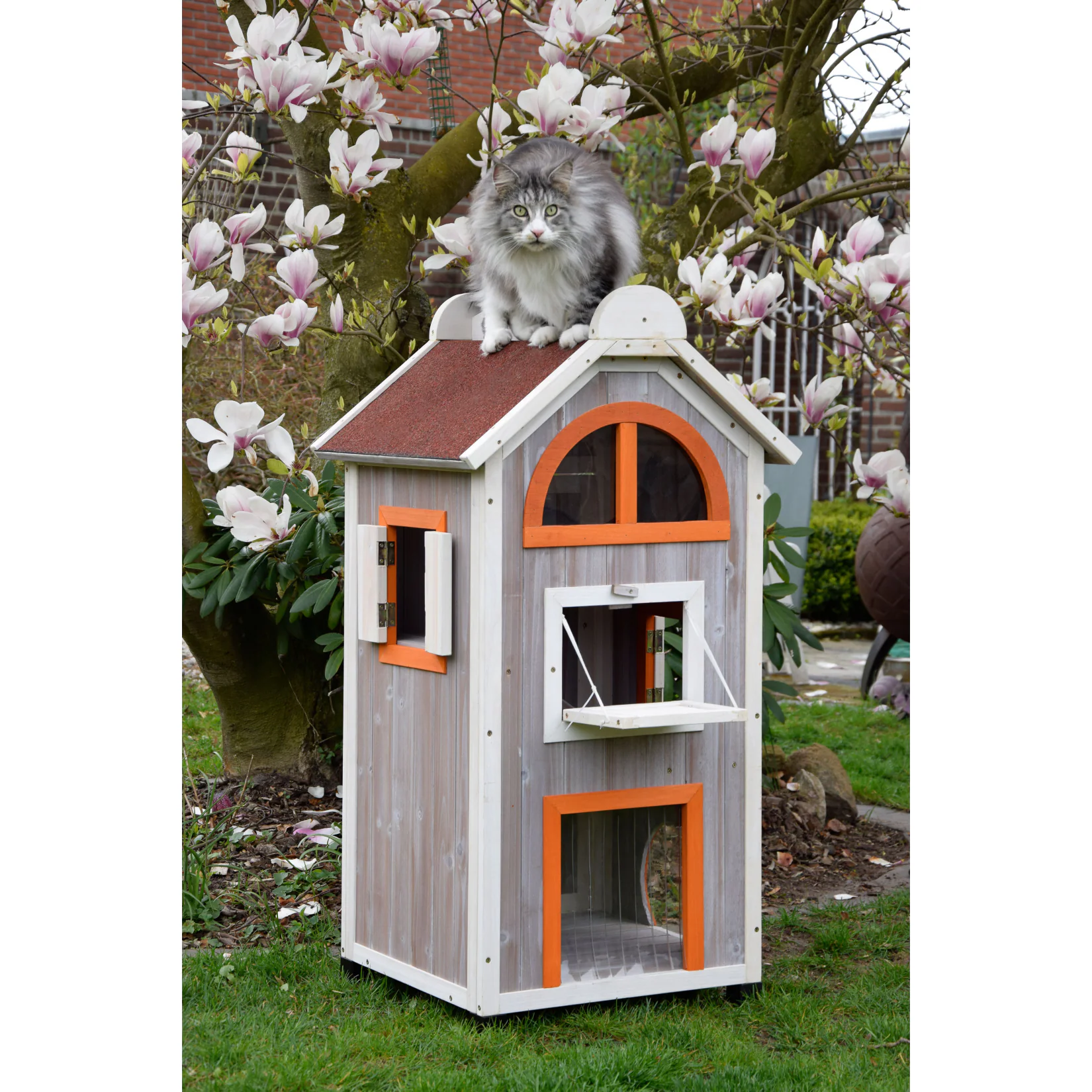 Dobar Großes Katzenhaus Fancy Cat aus Holz