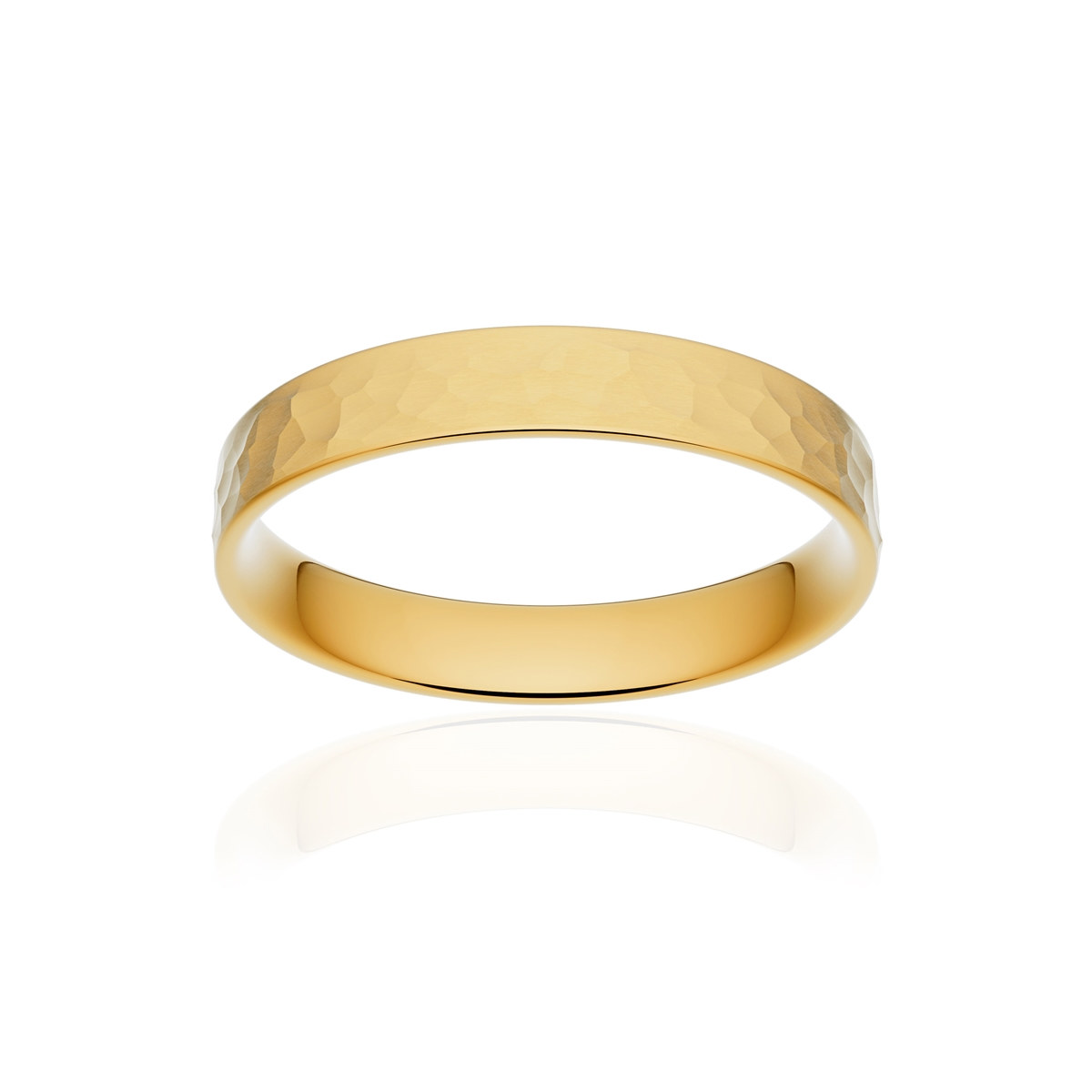 Alliance or 375 jaune martelé ruban plat confort 3,5mm