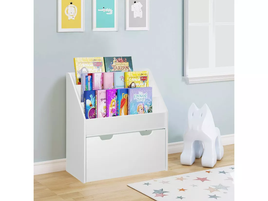 WELL HOME - Bibliothèque et vases pour enfants avec ruote 62,7x30x70 cm