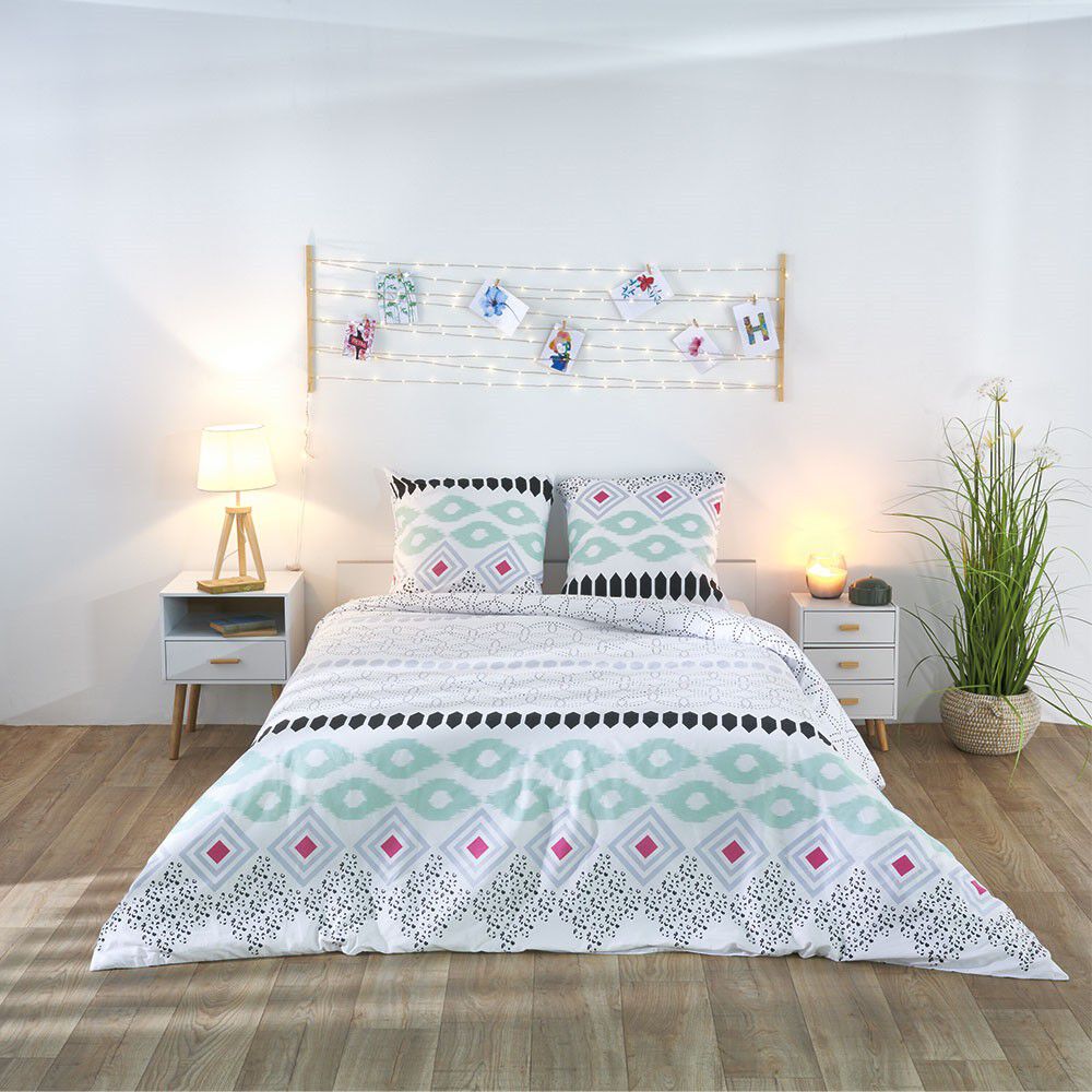 Parure de lit 2 tons 220 x 240cm en coton