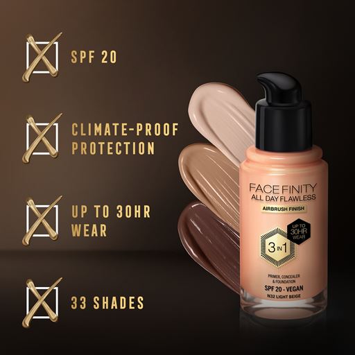 Max Factor Facefinity All Day Flawless 3 In 1 Foundation, N32