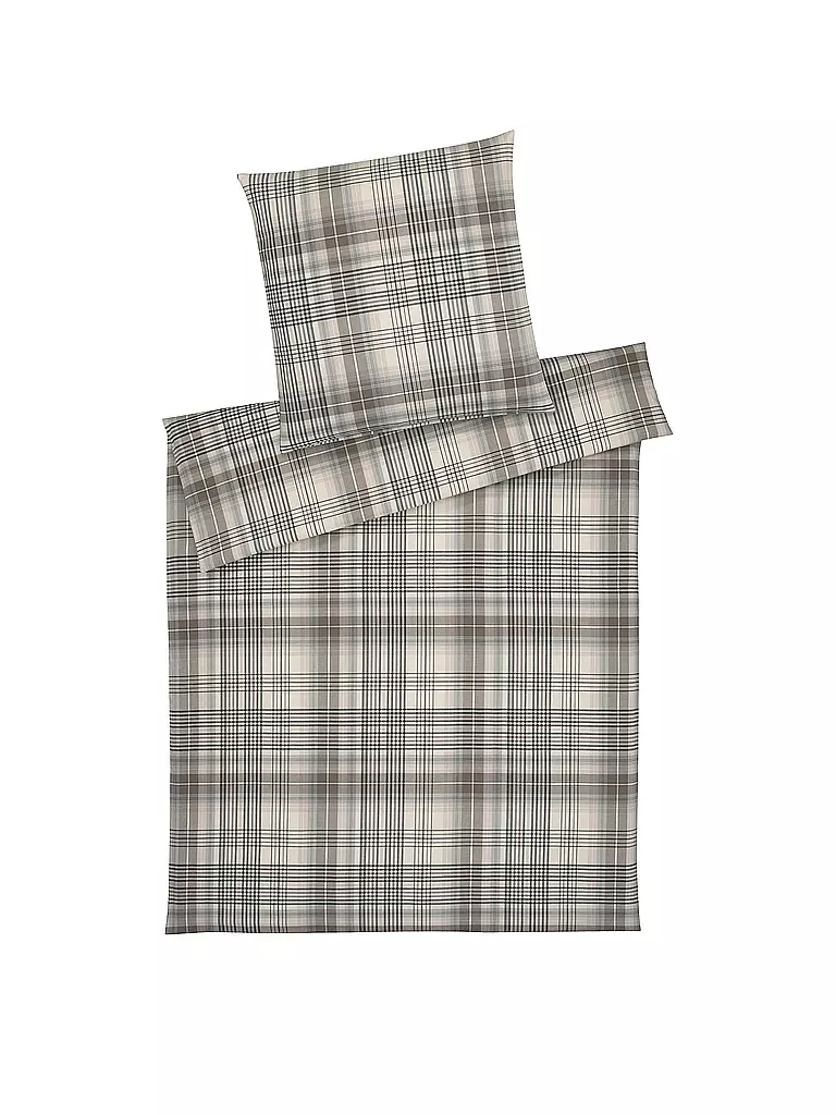 ELEGANTE Flanell Bettwäsche HOLMES 70x90cm/140x200cm Beige/Grau beige