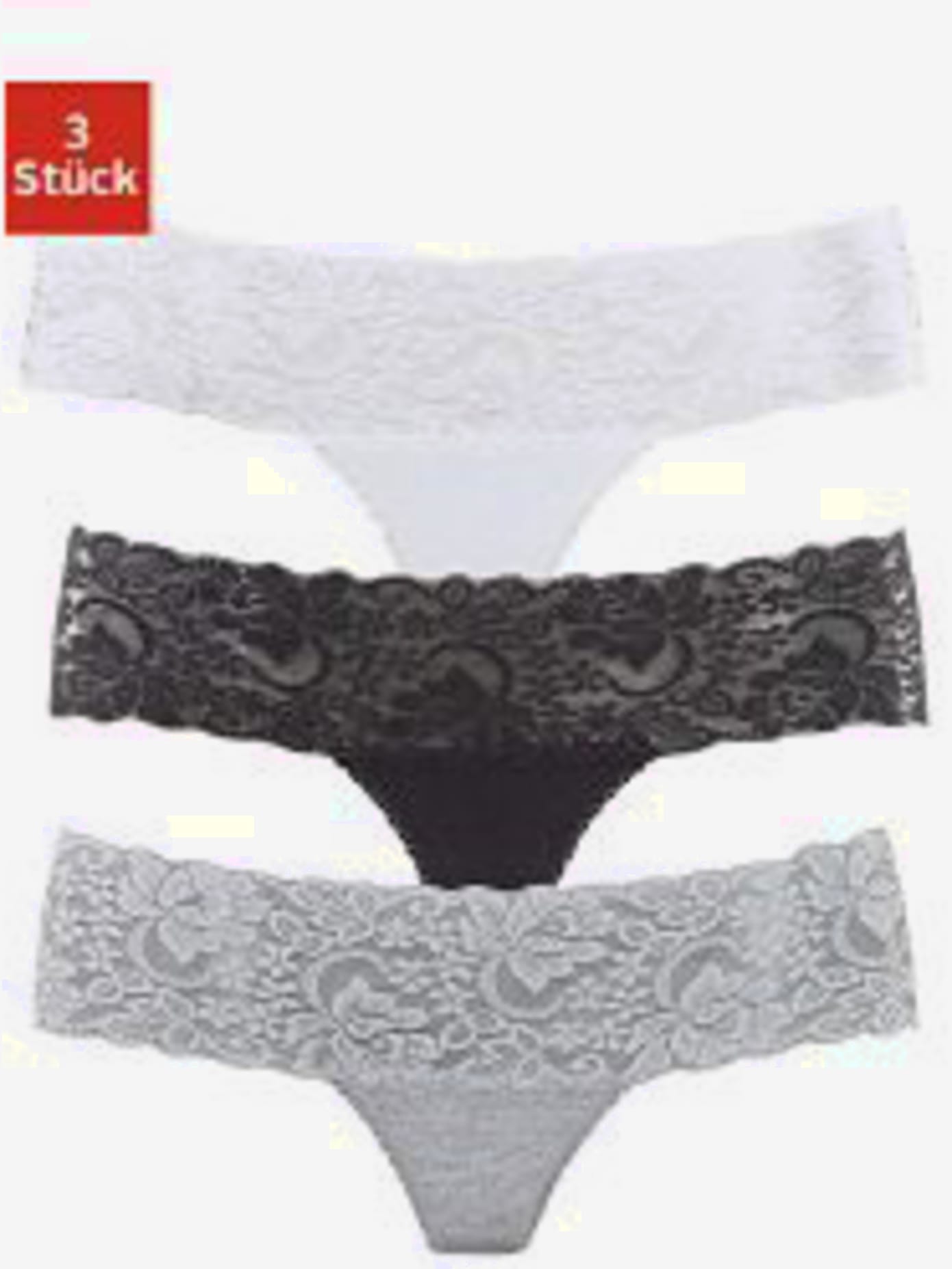 Lot de 3 strings en dentelle vivance