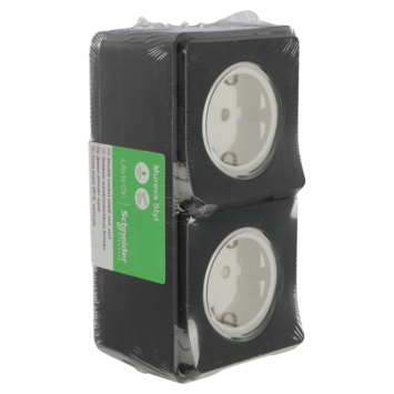 Schneider Electric Mureva Styl wandcontactdoos 2-voudig verticaal IP55 antraciet