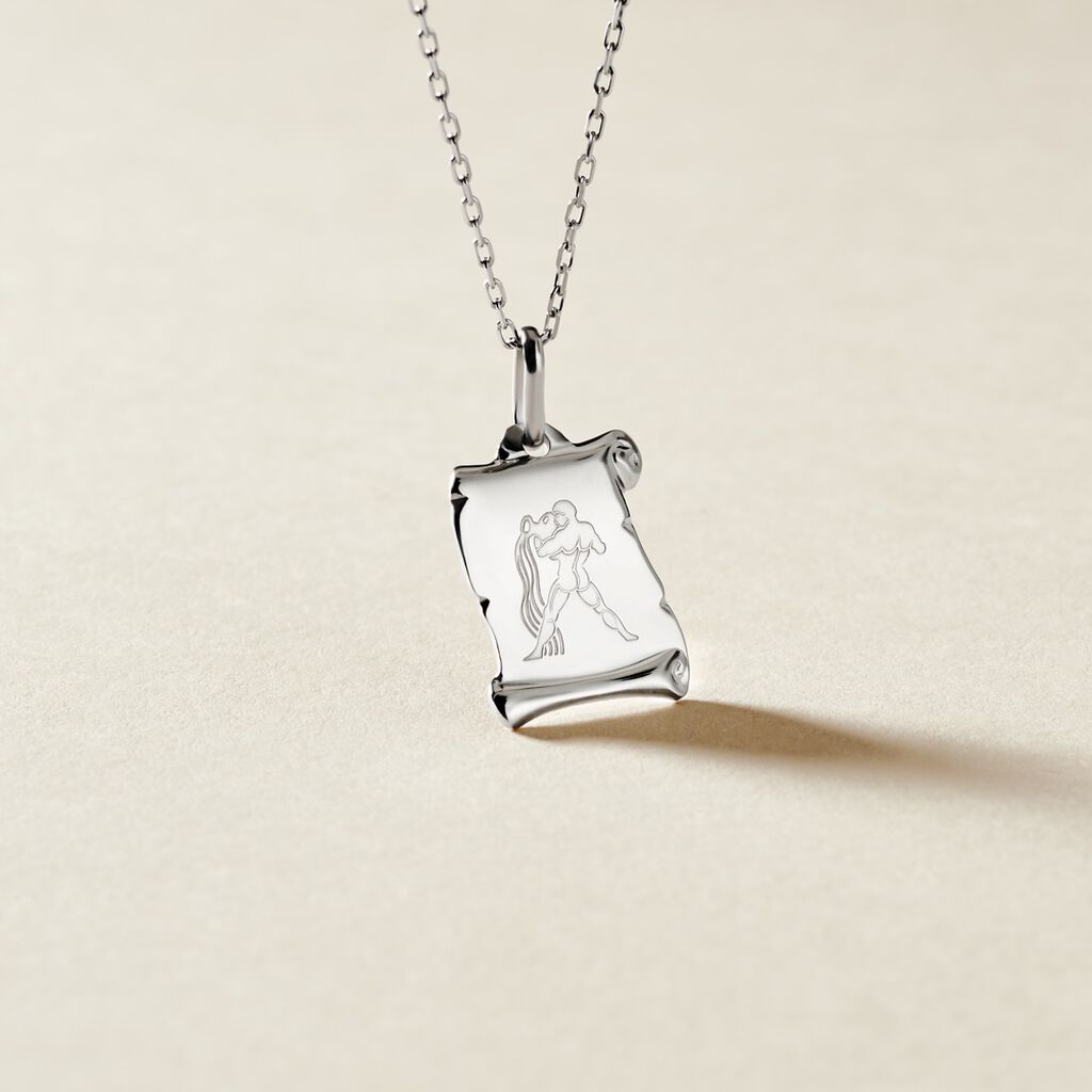 Pendentif Zodiaque Parchemin Argent Blanc