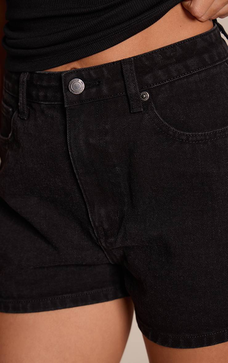 Noir Délavé Short En Jean Mom Taille Haute