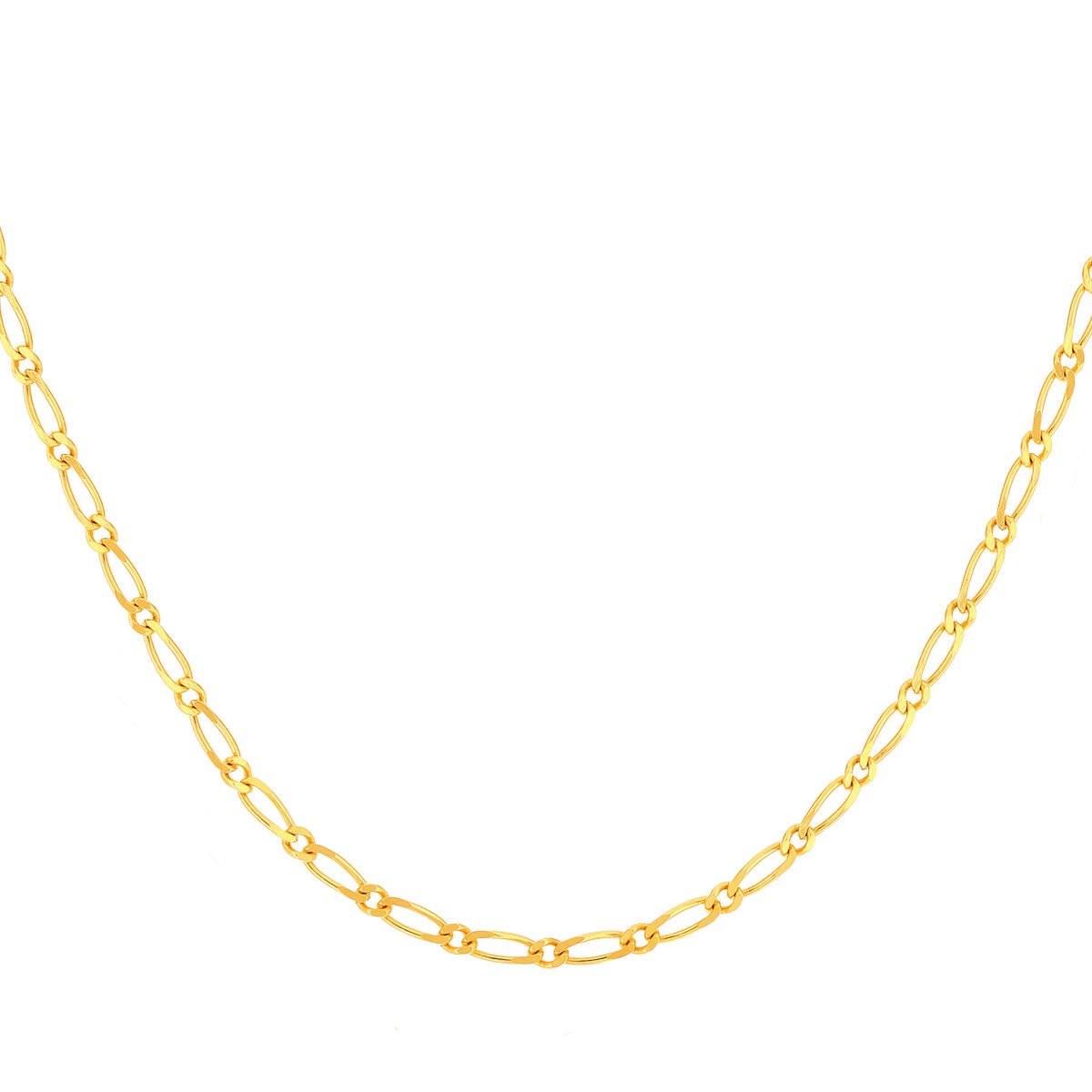 Chaine or jaune 375 maille cheval alternée 45 cm