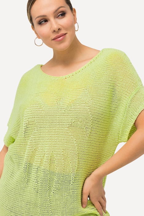 Pullover, Palmen, oversized, U-Boot-Ausschnitt, Halbarm