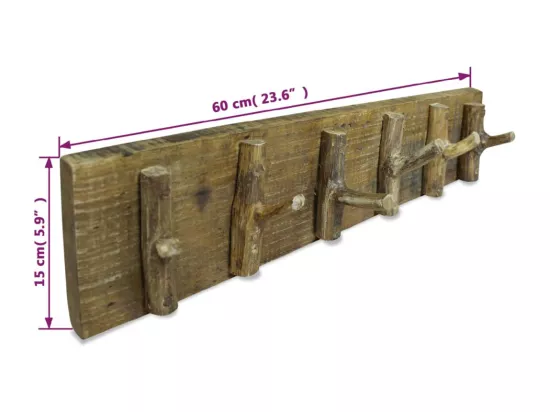 Porte-manteau bois de récupération mélangé 60x15 cm