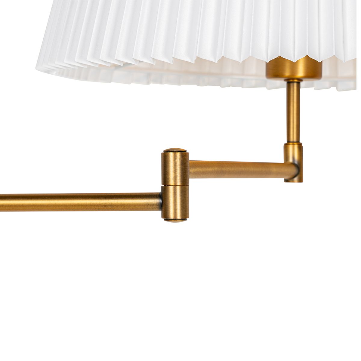 Vloerlamp brons met wit plisse kap en verstelbare arm - Ladas Deluxe