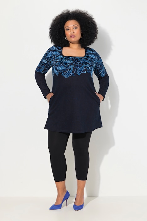 Longshirt, A-Linie, Carree-Ausschnitt, Langarm